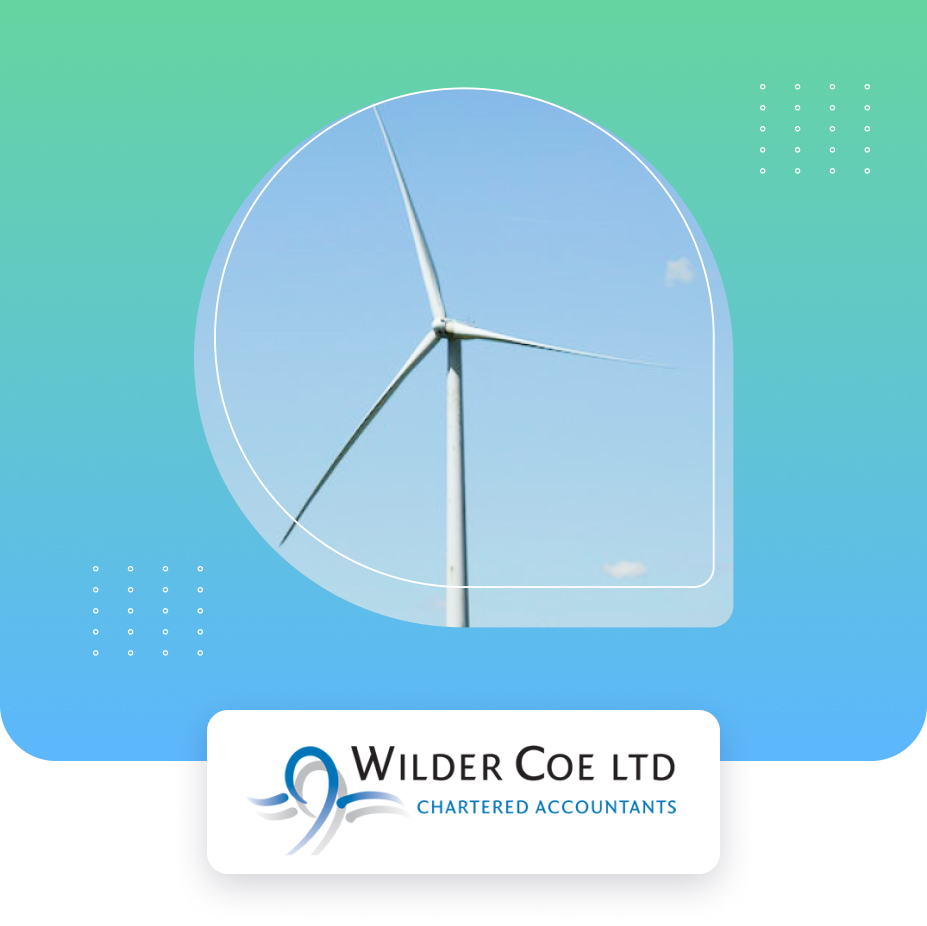 A small icon if a windmill with Wilder Coe's logo below